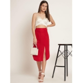 Curvydrobe Red Crepe Women's A-Line Skirt ( Pack of 1 ) - None