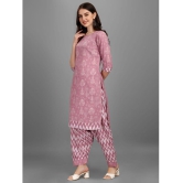 gufrina Cotton Blend Printed Kurti With Salwar Womens Stitched Salwar Suit - Wine ( Pack of 1 ) - None