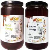 WOW BUZZING BEE - Raw Natural Unprocessed Jamun Forest Flower Honey Pure Natural Ayurvedic Remedy for Weight Loss,Cough and Digestive Disorders (Jamun + Tulsi (1Kg x 2))