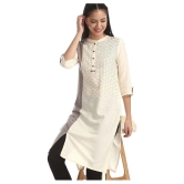 Karigari - Beige Cotton Women's Front Slit Kurti ( Pack of 1 ) - L