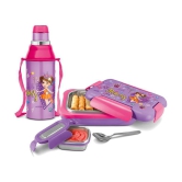 Milton Explorer Gift Set (Kool Steelight Insulated Water Bottle, 404 ml; More Meal Insulated Lunch Box with Inner Container and Spoon, 600 ml ), Light Purple | PU Insulated | Kids Tiffin & B