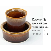 Premium Ceramic Dawara Set, Tea Dabara Set, Tumbler Set for Authentic South Indian Filter Coffee, Serving Drinkware, Set of 1, 120 ml, Peanut Brown