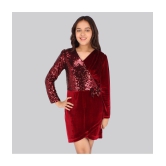 Cutecumber - Maroon Velvet Girls Wrap Dress ( Pack of 1 ) - None