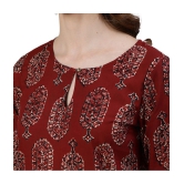 Antaran Cotton Printed Straight Women''s Kurti - Maroon ( Pack of 1 ) - None