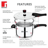 Bergner Pura Stainless Steel Outer Lid Pressure Cooker | Gas & Induction Compatible | Silver 5.5 Litre