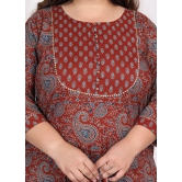 Swasti Cotton Printed Kurti With Palazzo Womens Stitched Salwar Suit - Maroon ( Pack of 1 ) - None