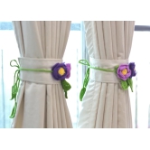 Hand Crafted Crochet Curtain Tiebacks Purple