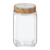 Treo Woody Cube Storage Glass Jar | Transparent | 1 Pc