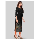 Vbuyz - Black Rayon Womens Straight Kurti ( Pack of 1 ) - L