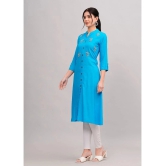 MAUKA Rayon Embellished Front Slit Womens Kurti - Light Blue ( Pack of 1 ) - None