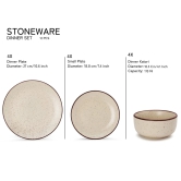 Handcrafted Stoneware Reactive Glaze Ceramic Dinner Set, 12 Pieces Serving for 4, Microwave and Dishwasher Safe, Bone-ash Free, Crockery Set for Dining and Gifting, Beige Speckeld