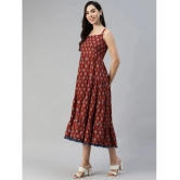 Divena - Cotton Maroon Womens Fit And Flare Dress ( Pack of 1 ) - None