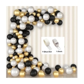 Kiran Enterprises 50 pcs Metallic Balloon + 1 Balloon Arch + 1 Balloon Glue Dot  Birthday Balloon Decoration - Black