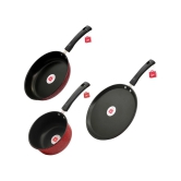 LAZYWINDOW Souce/Fry Pan & Tawa Maroon Hard Anodised Non-Stick Cookware Sets ( Set of 1 )