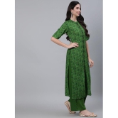 Antaran Cotton Printed Kurti With Palazzo Womens Stitched Salwar Suit - Green ( Pack of 1 ) - None