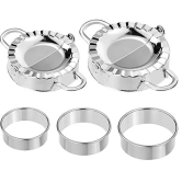 Magnusdeal® 5 PCS Stainless Steel Dumpling Maker, 2 Dumpling Molds Sizes (3.74,2.95 in Dia) 3 Dumpling Skin Makers (2.3,2.7, 3.1 in Dia), Ravioli Empanada Press Mold, Pastry Tools