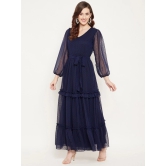 V-Neck Puff Sleeve Tiered Maxi Dress