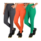 KARARO JEGGINGS - Cotton Blend Skinny Fit Orange Womens Jeggings ( Pack of 3 ) - None