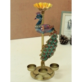 Artisan-Crafted Peacock Tealight Holder: Graceful Illumination for Your Space