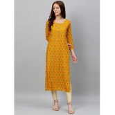 KIPEK - Mustard Rayon Womens Straight Kurti ( Pack of 1 ) - None