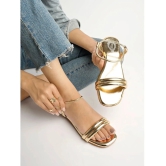 Shoetopia Embellished Backstrap Golden Flat Sandals For Girls - None