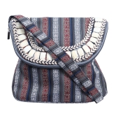 Cotton Sling Bag In Grey With Handwork