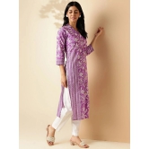 Vbuyz Cotton Printed Front Slit Womens Kurti - Lavender ( Pack of 1 ) - None