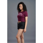 Satan In High Heels Printed Maroon Crop Top for Women S