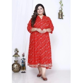 Swasti Cotton Blend Printed Flared Womens Kurti - Red ( Pack of 1 ) - None