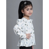 MINI & MING Girls Floral Printed Round Neck Puff Sleeves Pleated Blouson Top