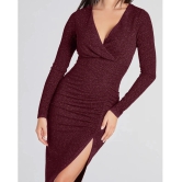 Addyvero Polyester Self Design Midi Womens Bodycon Dress - Maroon ( Pack of 1 ) - None