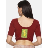Women Back Printed Stretchable Blouse U035-Red / 4X-Large