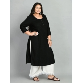 PrettyPlus by Desinoor - Black Rayon Womens Straight Kurti ( Pack of 1 ) - None