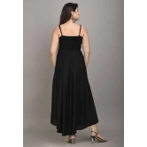 Elite Rayon Solid Bobbin Maxi Dress For Women-2XL / Black