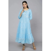 JC4U - Light Blue Cotton Blend Womens Fit & Flare Dress ( Pack of 1 ) - None