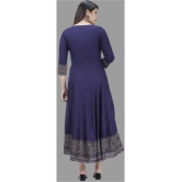 Smien Rayon Printed Anarkali Women's Kurti - Blue ( Pack of 1 ) - None