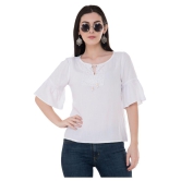 SAAKAA - Off White Rayon Women's Regular Top ( Pack of 1 ) - L