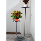 Luxurious Planter J-Shaped Iron Planter - Modern 2 Tier Home Décor-Grey