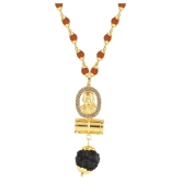 SILVER SHINE Gold Plated Traditional Rudraksh Mala SAI BABA Pendant Mala for Men and Women - Golden