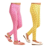 Kids Cave - Baby Pink Cotton Blend Girls Leggings ( Pack of 2 ) - None