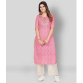 Vbuyz - Pink Cotton Womens Straight Kurti ( Pack of 1 ) - L