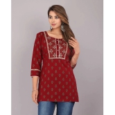 JC4U Rayon Printed Straight Womens Kurti - Maroon ( Pack of 1 ) - None