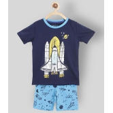 Lazy Shark - Navy Cotton Blend Boy's T-Shirt & Shorts ( Pack of 1 ) - None