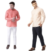 KLOSET By RIAG 100% Cotton Regular Fit Self Design Full Sleeves Men's Casual Shirt - Peach ( Pack of 2 ) - None