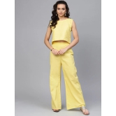 Women Yellow Solid Top with Palazzos & Shrug