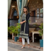 Juniper Rayon Printed Straight Womens Kurti - Black ( Pack of 1 ) - None