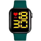 Rhonium Green Silicon Digital Mens Watch