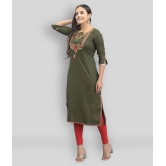 Maquien - Green Rayon Women's Straight Kurti ( Pack of 1 ) - None