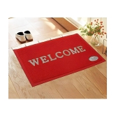 Abhikram - Anti-skid Polyester Door Mat ( 60 X 40 cm ) Single - Red - Red