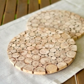 Artisanal Wood Slice Trivet - Big, Set of 2